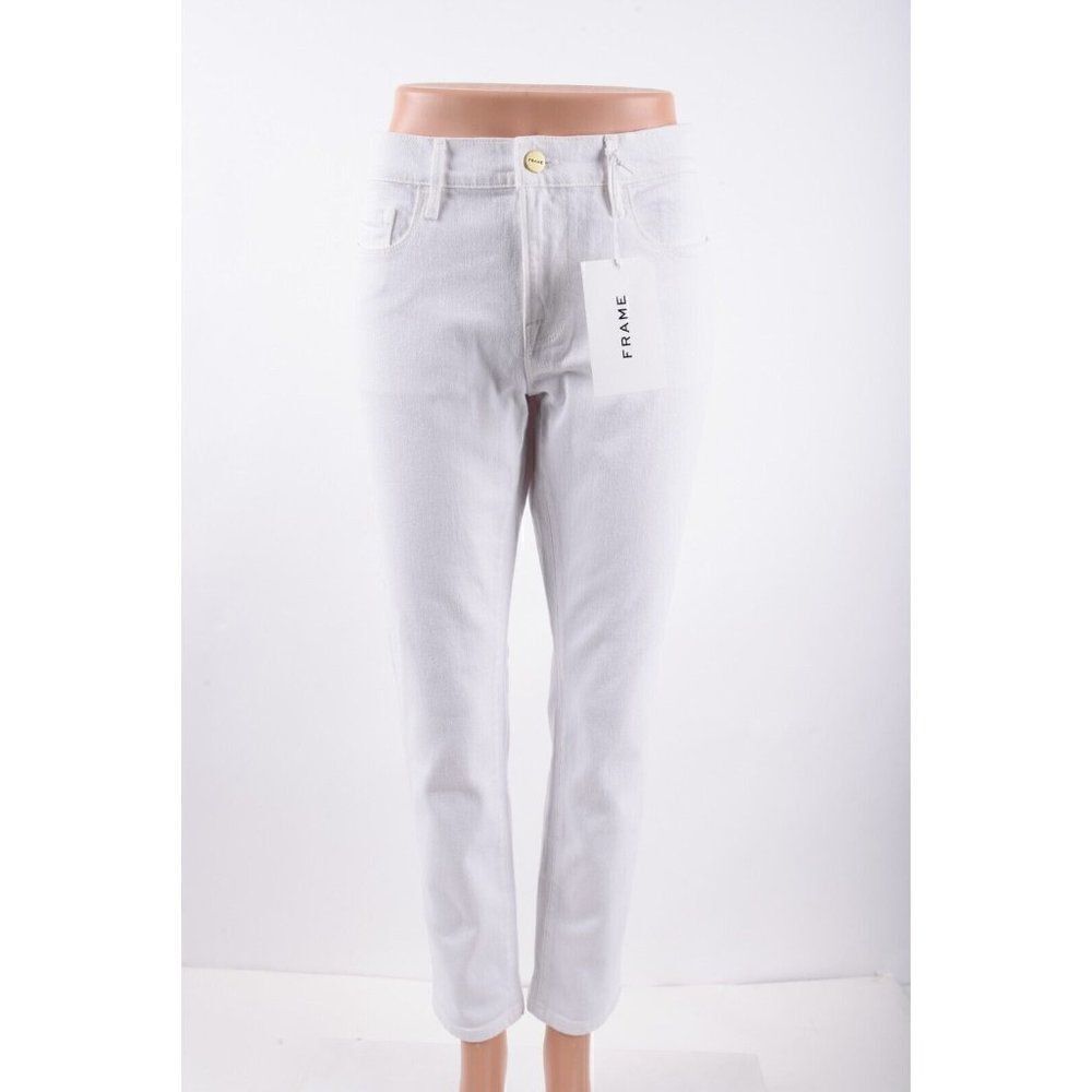 Frame Womens Le Garcon Boyfriend Jeans Sz 29 White Straight Fit Denim NWT